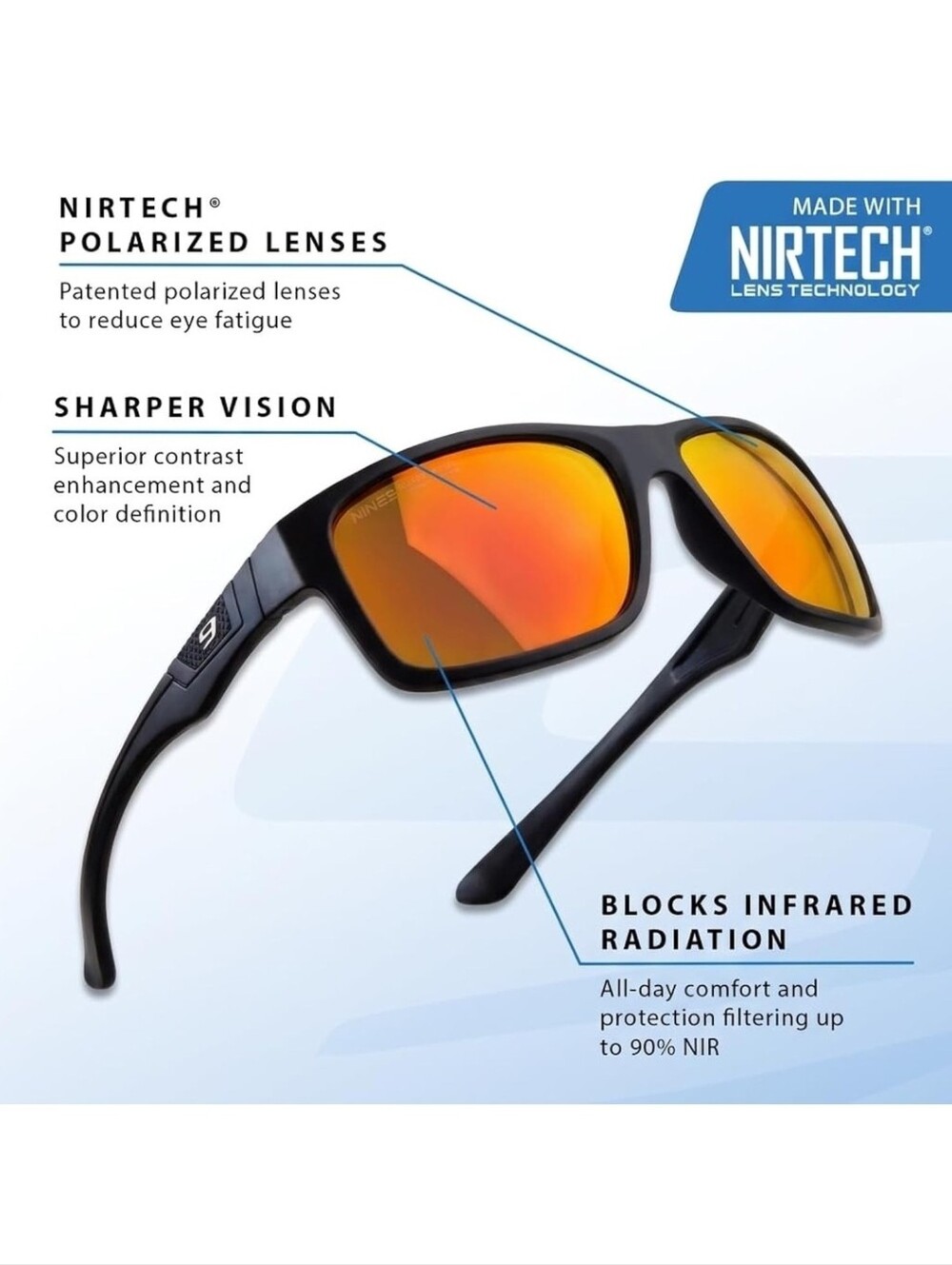 NIB NINES Toledo Polarized Sunglasses NIRTECH IR Protection Ultra Lightweight